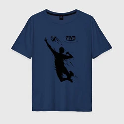 Футболка оверсайз мужская FIVB - международная федерация волейбола, цвет: тёмно-синий