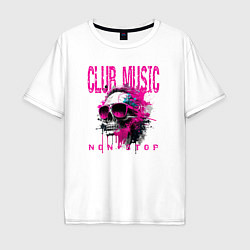 Мужская футболка оверсайз Club-music: череп в очках