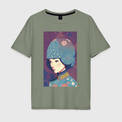 Футболка оверсайз мужская Japanese girl, цвет: авокадо