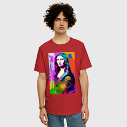Футболка оверсайз мужская Mona Lisa - Gioconda - pop art, цвет: красный — фото 2