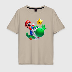 Мужская футболка оверсайз Марио, Йоши и звезда