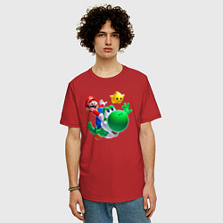 Футболка оверсайз мужская Марио, Йоши и звезда, цвет: красный — фото 2