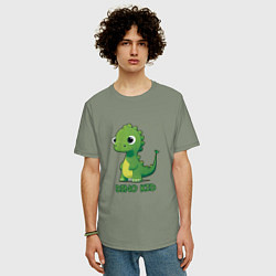 Футболка оверсайз мужская Pixel dino kid - динозаврик, цвет: авокадо — фото 2