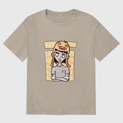 Футболка оверсайз мужская Скептичная уточка, цвет: миндальный