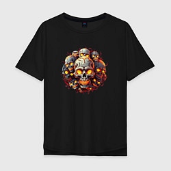 Футболка оверсайз мужская Стайка огненных черепков, цвет: черный