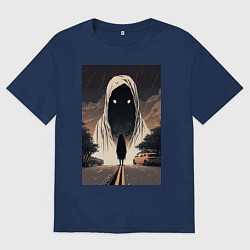 Футболка оверсайз мужская Токийский призрак, цвет: тёмно-синий