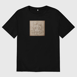 Футболка оверсайз мужская Лицо девочки, цвет: черный