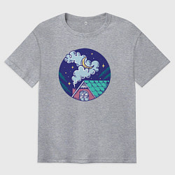 Футболка оверсайз мужская Ночной домик, цвет: меланж