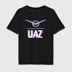 Мужская футболка оверсайз Значок UAZ в стиле glitch