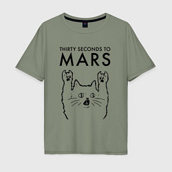 Мужская футболка оверсайз Thirty Seconds to Mars - rock cat