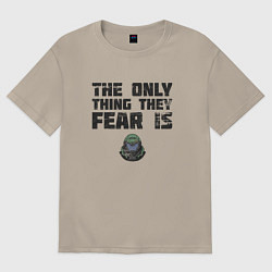 Футболка оверсайз мужская The only thing they fear is you doom slayer, цвет: миндальный
