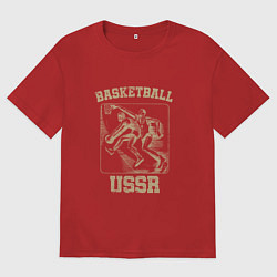 Футболка оверсайз мужская Баскетбол СССР советский спорт, цвет: красный