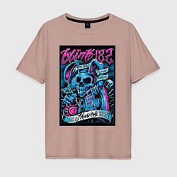 Футболка оверсайз мужская Blink 182 рок группа, цвет: пыльно-розовый