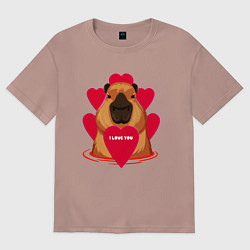 Мужская футболка оверсайз Капибара I love You