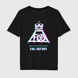 Футболка оверсайз мужская Fall Out Boy glitch rock, цвет: черный