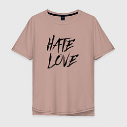 Футболка оверсайз мужская Hate love Face, цвет: пыльно-розовый