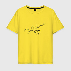 Футболка оверсайз мужская Джон Леннон - автограф, цвет: желтый