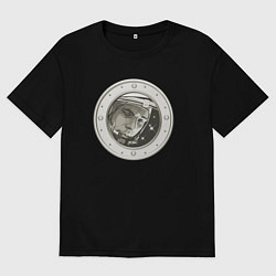 Мужская футболка оверсайз Юрий Гагарин в иллюминаторе
