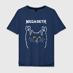 Футболка оверсайз мужская Megadeth rock cat, цвет: тёмно-синий