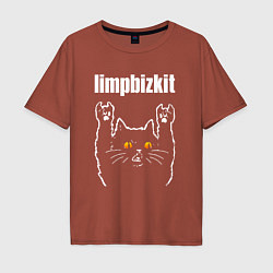 Футболка оверсайз мужская Limp Bizkit rock cat, цвет: кирпичный