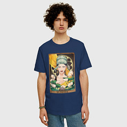 Футболка оверсайз мужская The Buddha Tarot Card, цвет: тёмно-синий — фото 2