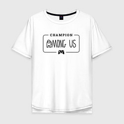 Мужская футболка оверсайз Among Us gaming champion: рамка с лого и джойстико