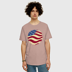 Футболка оверсайз мужская Flag USA, цвет: пыльно-розовый — фото 2