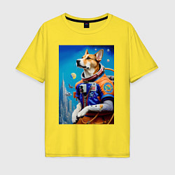 Мужская футболка оверсайз The dog is a brave cosmonaut