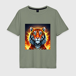 Мужская футболка оверсайз Огненный тигр