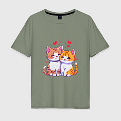 Мужская футболка оверсайз Влюбленные котята рисунок