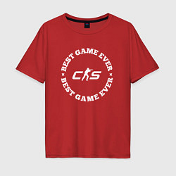 Футболка оверсайз мужская Символ Counter-Strike 2 и круглая надпись best gam, цвет: красный