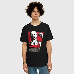 Футболка оверсайз мужская KGB Lenin, цвет: черный — фото 2