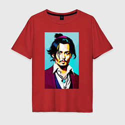 Футболка оверсайз мужская Johnny Depp - Japan style, цвет: красный