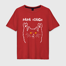 Футболка оверсайз мужская Papa Roach rock cat, цвет: красный