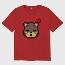 Футболка оверсайз мужская Пиксельный мишка, цвет: красный