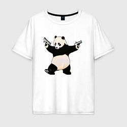 Мужская футболка оверсайз Панда с пистолетами