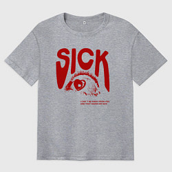 Футболка оверсайз мужская Sick i cant away from you red, цвет: меланж