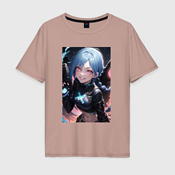 Футболка оверсайз мужская Arcane League Of Legends JINX anime, цвет: пыльно-розовый