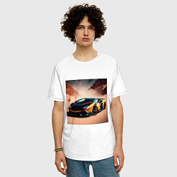 Футболка оверсайз мужская Lamborghini Aventador, цвет: белый — фото 2