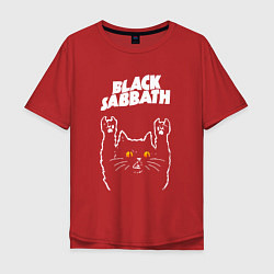 Футболка оверсайз мужская Black Sabbath rock cat, цвет: красный