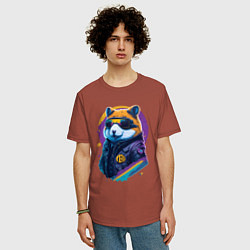 Футболка оверсайз мужская Крипто хомяк, цвет: кирпичный — фото 2