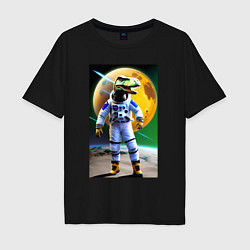 Мужская футболка оверсайз Динозавр-космонавт - нейросеть