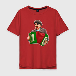 Футболка оверсайз мужская Ленин на баяне, цвет: красный