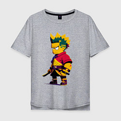 Футболка оверсайз мужская Bart Simpson samurai - neural network, цвет: меланж