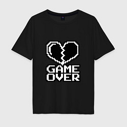 Футболка оверсайз мужская Game Over на черном фоне, цвет: черный