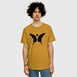 Футболка оверсайз мужская Бабочка обман зрения, цвет: горчичный — фото 2