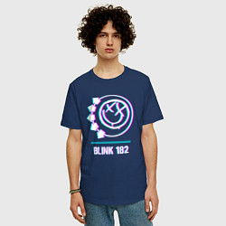 Футболка оверсайз мужская Blink 182 glitch rock, цвет: тёмно-синий — фото 2