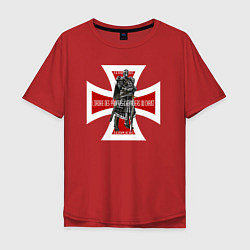 Мужская футболка оверсайз Тамплиер Рыцарь на фоне Мальтийского креста