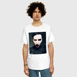 Футболка оверсайз мужская Marilyn Manson фотопортрет, цвет: белый — фото 2