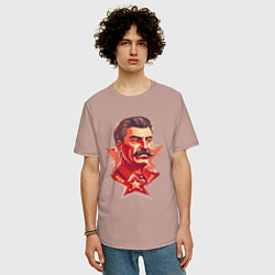 Футболка оверсайз мужская Граффити Сталин, цвет: пыльно-розовый — фото 2